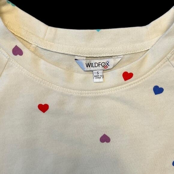 NWOT Wildfox Multicolored on Cream Heart Motif French Terry Sweatshirt Size S - Picture 6 of 7